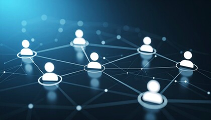 A small organizational chart style with people icons spaced at a moderate distance and connected by lines on a dark ton background.