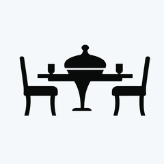 Simple dining table silhouette icon for design projects