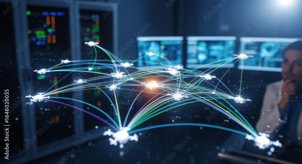 Aufkleber network topology display of a drone swarms secure communication channels based on silicon photonics 