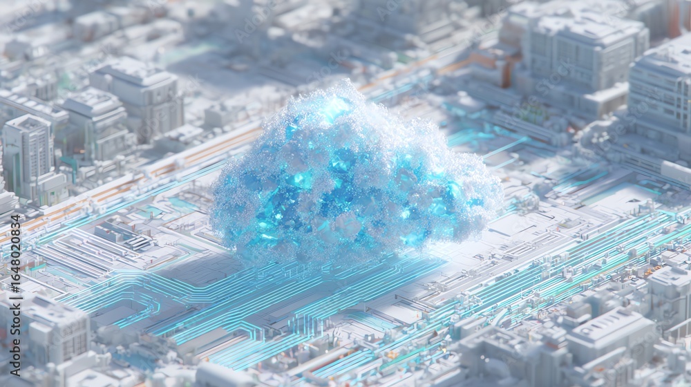 Aufkleber a vibrant, abstract digital explosion bursts forth from a complex network of interconnected circuitr