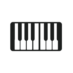 A sleek and minimalist black and white icon representing a piano keyboard, perfect for music-related designs, apps, and educational materials, symbolizing rhythm and melody in a clear graphic