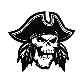 recommend clip art: Grinning Pirate Skull with Hat Vector Illustration