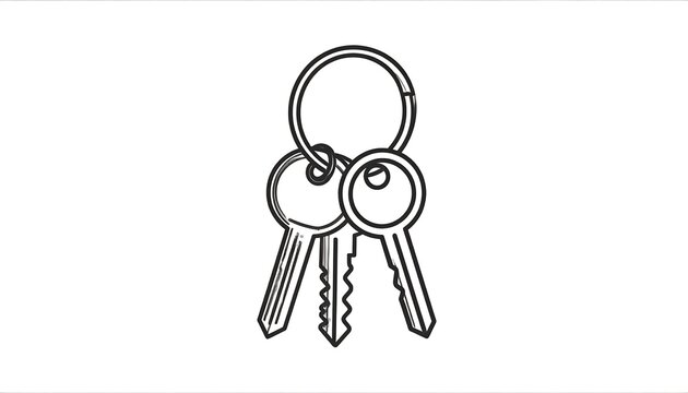 Outline drawing of three keys attached to a key ring
