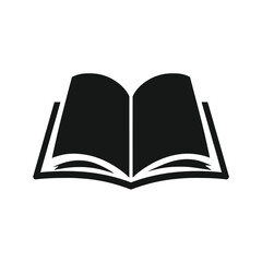 Open book icon symbol representing knowledge, education, and learning on a clean white background with a simple, modern design