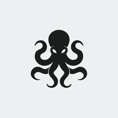 Minimalist Silhouette of an Octopus A Simple and Elegant Design for Various Applications