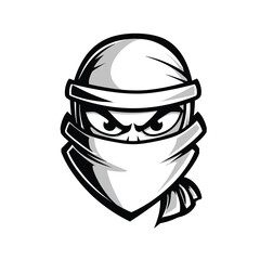 Cool Ninja Masked Warrior Illustration with Determined Eyes and Scarves, Representing Strength and Stealth