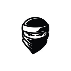 Stealthy Ninja Warrior Icon - Bold Black and White Design for Martial Arts and Gaming