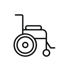 Simple wheelchair icon outline on white background