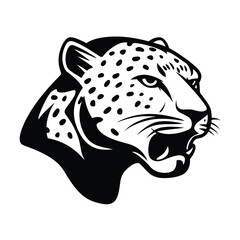 Powerful Cheetah Head Illustration Black and White Vector Design
