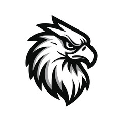 Striking conceptual emblem featuring a powerful eagle head illustration, embodying strength, determination, and visionary leadership, ideal for athletic teams or bold brand identities.