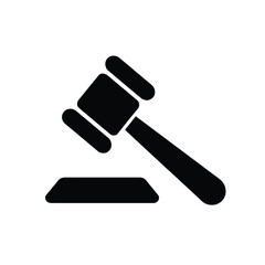 Justice Symbol Black Gavel Icon Representing Law, Judgment, and Courtroom Proceedings
