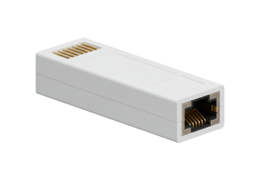 Isolated White Ethernet Adapter Connector