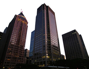 Obraz premium Skyscrapers at Sunset Angled Perspective Isolated on Transparent Background