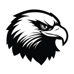 Stylized bald eagle head vector illustration, a powerful mascot symbol of strength and freedom in monochrome design.