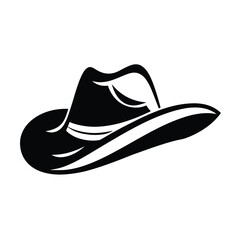 Classic Cowboy Hat Symbol Timeless Western Icon in Simple Black and White Illustration