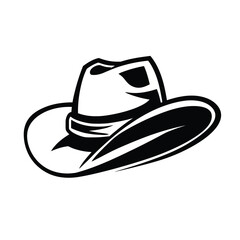 Black and White Cowboy Hat Illustration - A Classic Western Headwear Symbol