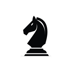 Chess Knight Piece Minimalist Silhouette Illustration for Strategic Concept and Game Design