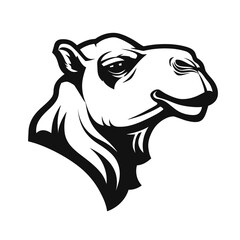 Black and White Camel Head Illustration - Desert Animal Icon