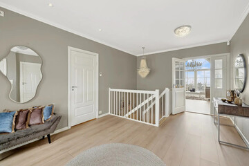 Modern luxury apartment interior in minimal scandinavian style, 3d rendering