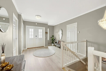 Modern luxury apartment interior in minimal scandinavian style, 3d rendering