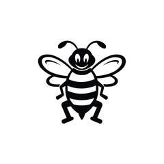 Black and white bee illustration suitable for logo design and brand identity.