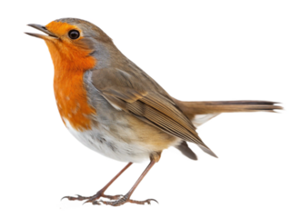 European robin with orange chest and grey feathers