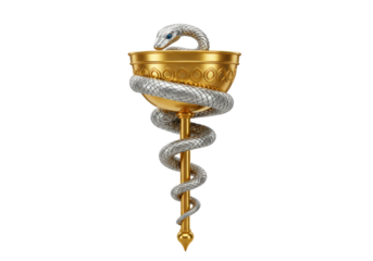 Isolated Gold Caduceus Medical Symbol with Snake