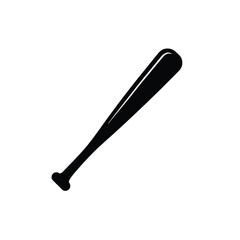 Black baseball bat illustration on white background, clean design for sports and games