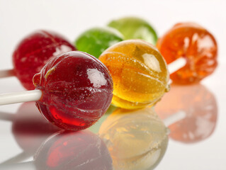 colorful lollipops on white isolated background