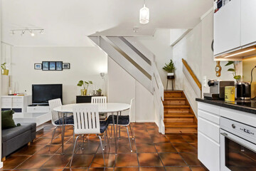 modern luxury dining room interior, 3d render