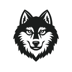 Obraz premium Stylish and Minimalist Vector Illustration of a Wolf Head for Logos, Designs, and Graphics