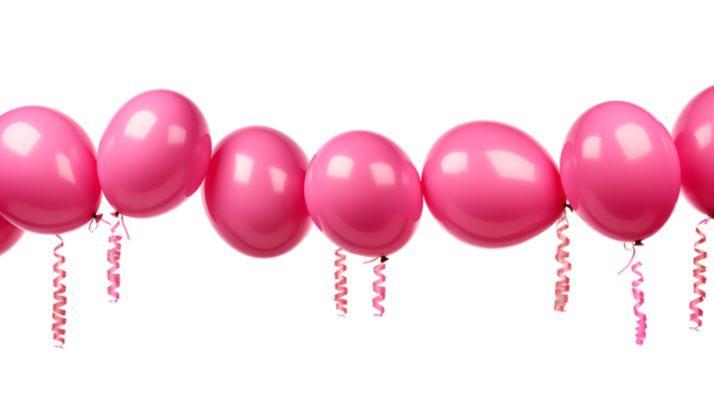 Pink balloons with ribbons