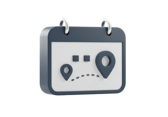 Isolated Calendar Icon with Location Markers and Route