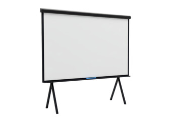 Isolated Projector Screen on Black Tripod Stand