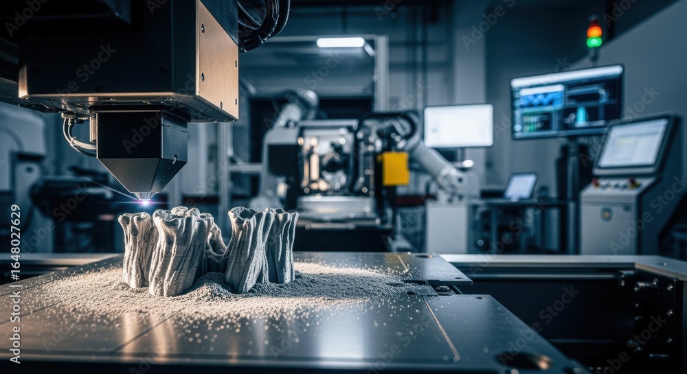 Poster industrial additivemanufacturing cell producing complex titanium bone implants using selective laser