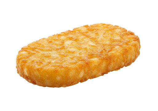 Golden crispy hash brown isolated on transparent background food photography