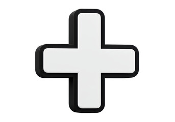Isolated Black and White Plus Sign