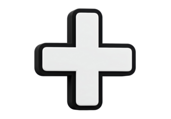 Isolated Black and White Plus Sign
