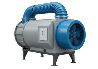 Isolated Industrial Fan with Blue Duct