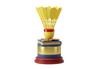 Isolated Shuttlecock on Books with Coins