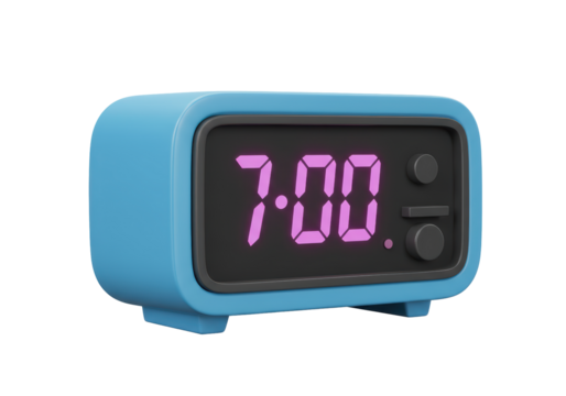 Isolated Digital Alarm Clock Displaying 7 AM