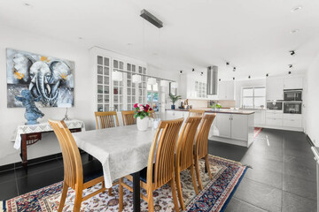 modern luxury dining room interior, 3d render