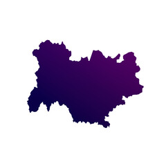 Naklejka premium France region Auvergne-Rhône-Alpes map isolated on transparent white background. Blue and purple gradient textured map isolated on transparent png