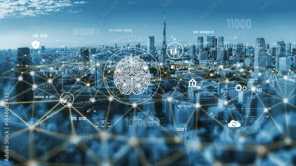 Poster ai data management system for digital analysis, with ai, data, and system repeating for better seo t