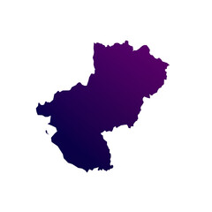 France region Pays de la Loire map isolated on transparent white background. Blue and purple gradient textured map isolated on transparent png