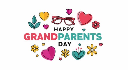 Celebrate a happy grandparents day with hearts and flowers, a loving gift for grandma and grandpa