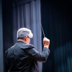 Orchestra Conductor Leading the Performance