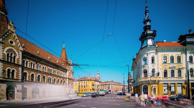 Beautiful architecture of timisoara city in romania on a sunny day