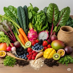 Fresh produce displaying vibrant colors and healthy eating promoting a balanced diet