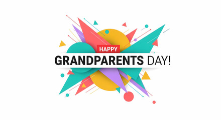 Fototapeta premium Celebrate Grandparents Day with this vibrant geometric design, perfect for greeting cards and social media posts
